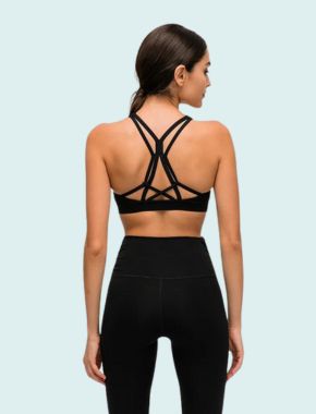 solid black regular sports bra